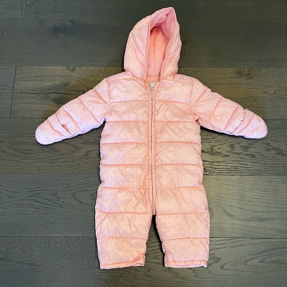 Old navy pink lightweight snowsuit 12-18M VGUC